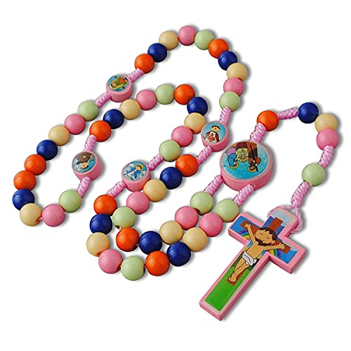 Multicolor Wood Bead Nativity Cord Rosary