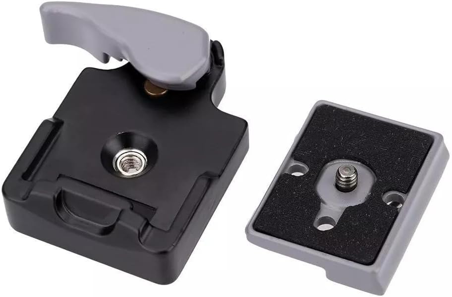 2PCS 323 Quick Release Plate Clamp Adapter Compatible with MANFROTTO 200PL-14 Camera Tripod (Grey)