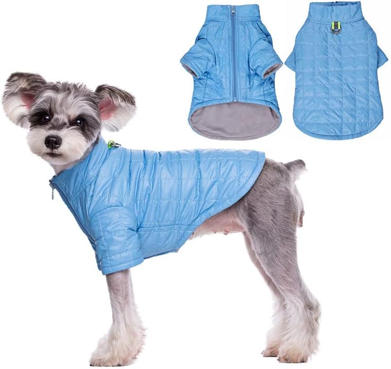 Small Dogs Winter Warm Coat, Water-Resistant Fleece Puppy Vest, High Collar Warm Padded Rainproof Snowsuit, Lightweight Outdoor…