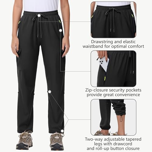 Women's Hiking Cargo Pants Quick Dry Lightweight Water Resistant UPF 50 Travel Athletic Pants with Zipper Pockets3