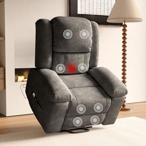 Henunem Fauteuil Releveur Électrique,Fauteuil Massant Relax avec Fonction Massage et Chaleur,Aide à la Verticalisation, Massage, Chauffage, Repose-Pieds,...
