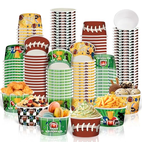 AILAWU 60PCS Football Snack Bowls 8oz Ice Cream...