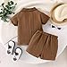 Clothes For Boys 2-3 Years Toddler Baby Ribbed Button-Down Short Sleeve Shirt Tops + Casual Shorts Pocket Summer Outfit 2PCS set Brown Without Tee 2-3T