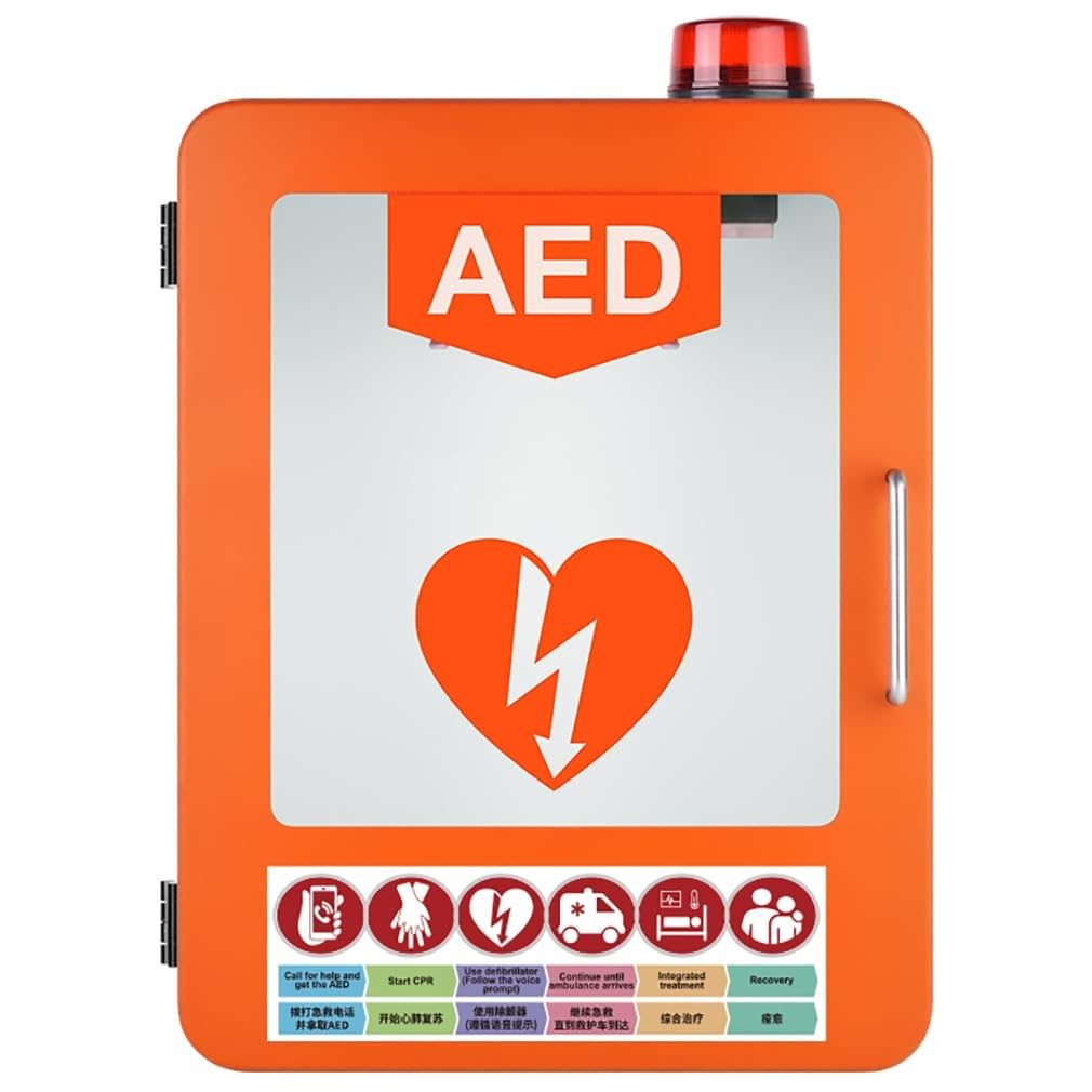 AED-Defibrillator-Aufbewahrungsschrank, Wandmontierter Erste-Hilfe-Koffer For Herzdefibrillatoren Mit Verstellbarer Trennwand, Passend For Die Meisten AED-Modelle, For Das Home Office(Orange)