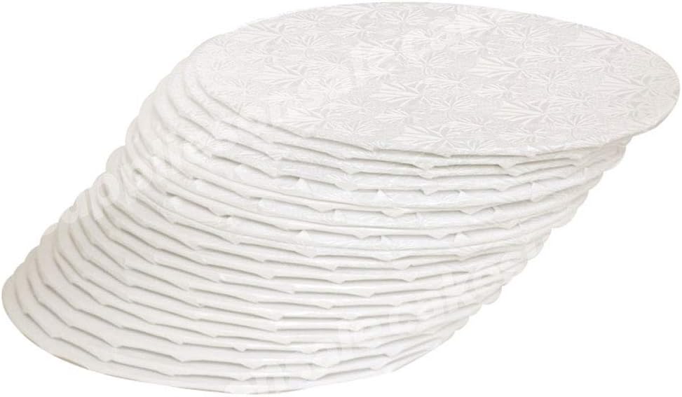 12 inch White Round Thin Sturdy Cake Board Drums for Displaying Cakes, 1/4 inch Thick, (6-count)