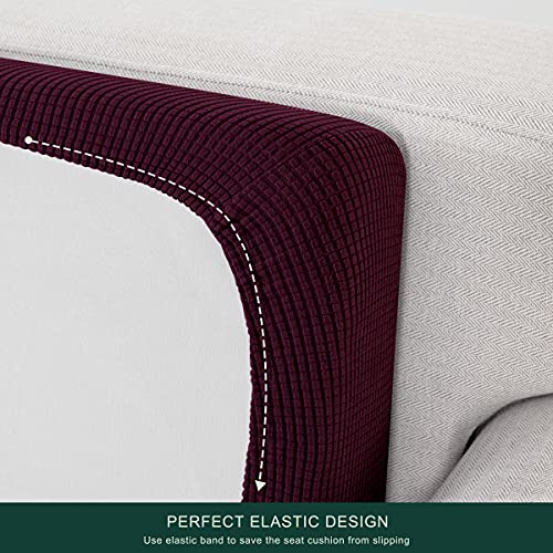 Image of CHUN YI 3PC Stretch Couch Cushion Covers, Sofa Seat Slipcovers Suitable for Armchair Loveseat Sofa with Spandex Jacquard Fabric(3pc,Dark Magenta)
