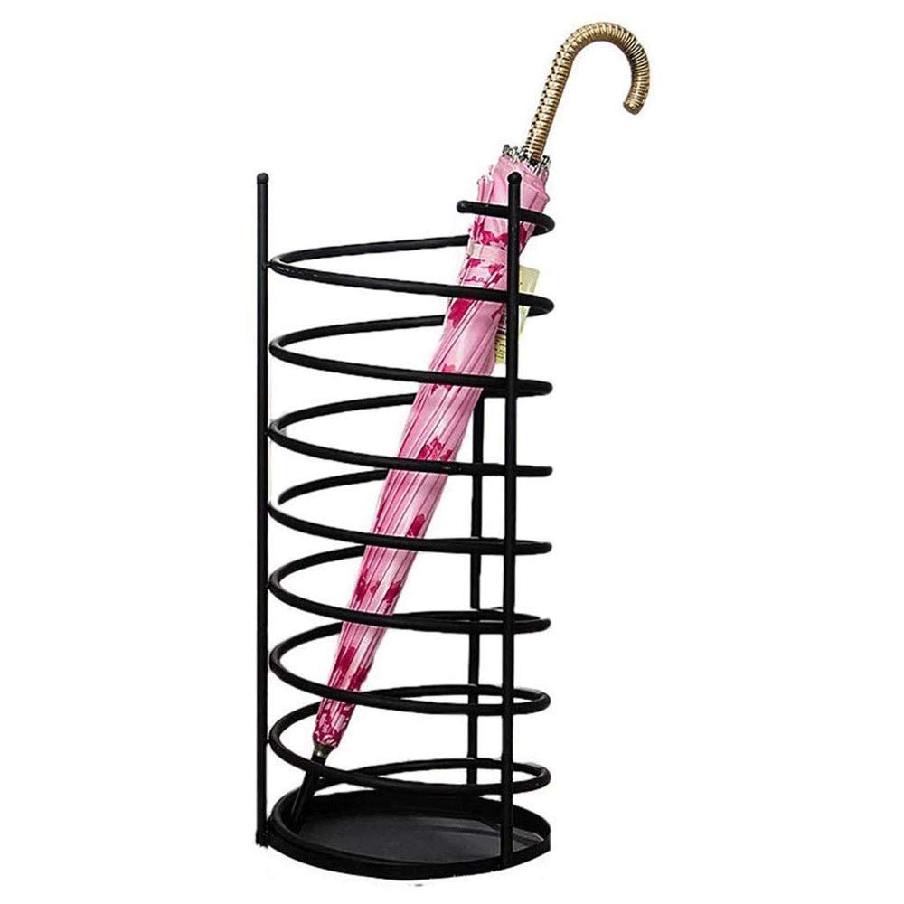Porte-parapluie en métal noir 61x20cm avec bac de vidange pour hall et maison