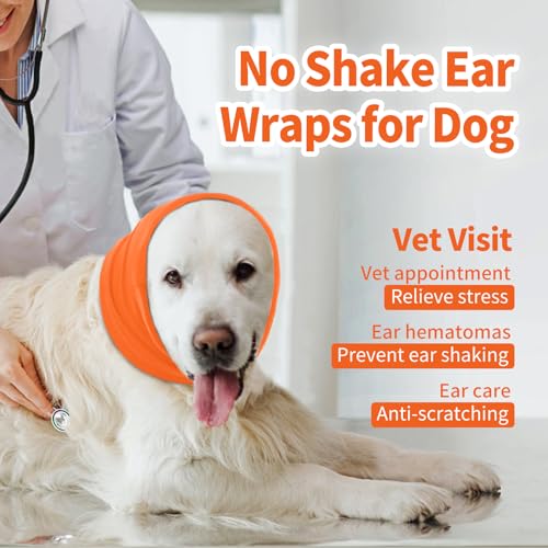 Image of Nanaki Dog Calming Hoodie Ear Wraps for Dogs, Fireworks Ear Protection Head Muffs Doggy Warp Anxiety Relief, Doggy Hematoma Wrap, Pet Head Cover for Grooming and Force Drying Bathing Pet Protector