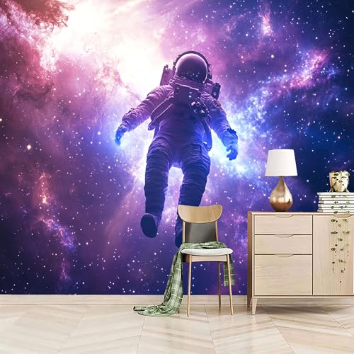 Generico carta da parati camera da letto 250x420cm Astronauta Della Galassia Viola carta da parati tessuto non tessuto Decorazione 3D su tela pittorica,per la parete principale della casa EB24-10874