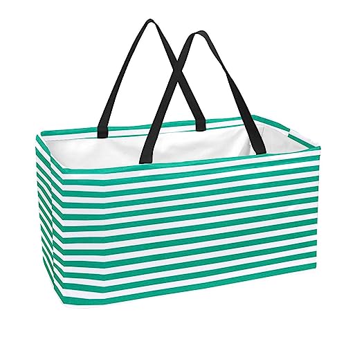 Sac fourre-tout lavable à rayures vertes grand format