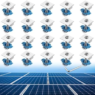 Anbte 20pcs Solar Panels Mid Clamps for Unistrut, 30mm/35mm, Silver