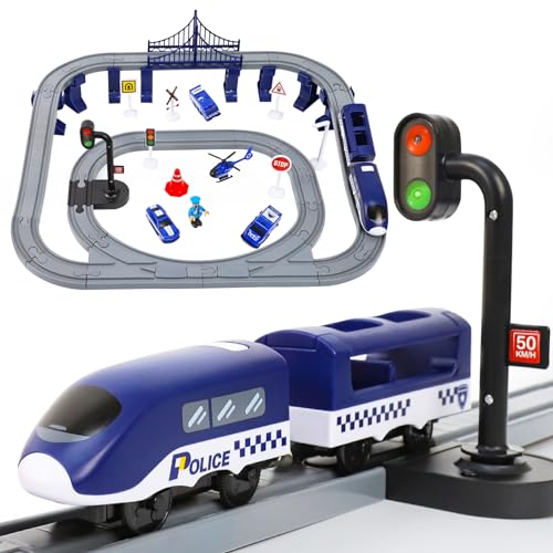 LZDMY Train Electrique Enfant Voiture Électrique Flexible Ensemble Circuits Course,67 PCS Jouets Enfants Véhicules de Construction, Jeu de Piste Noël Nouvel an Cadeau pour 3 4 5 6 7 Ans Garçons