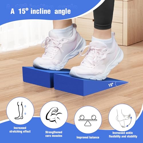 image for Inlisy Hard Foam Wedge Slant Board, 2-pcs Update Calf Stretcher, Squat