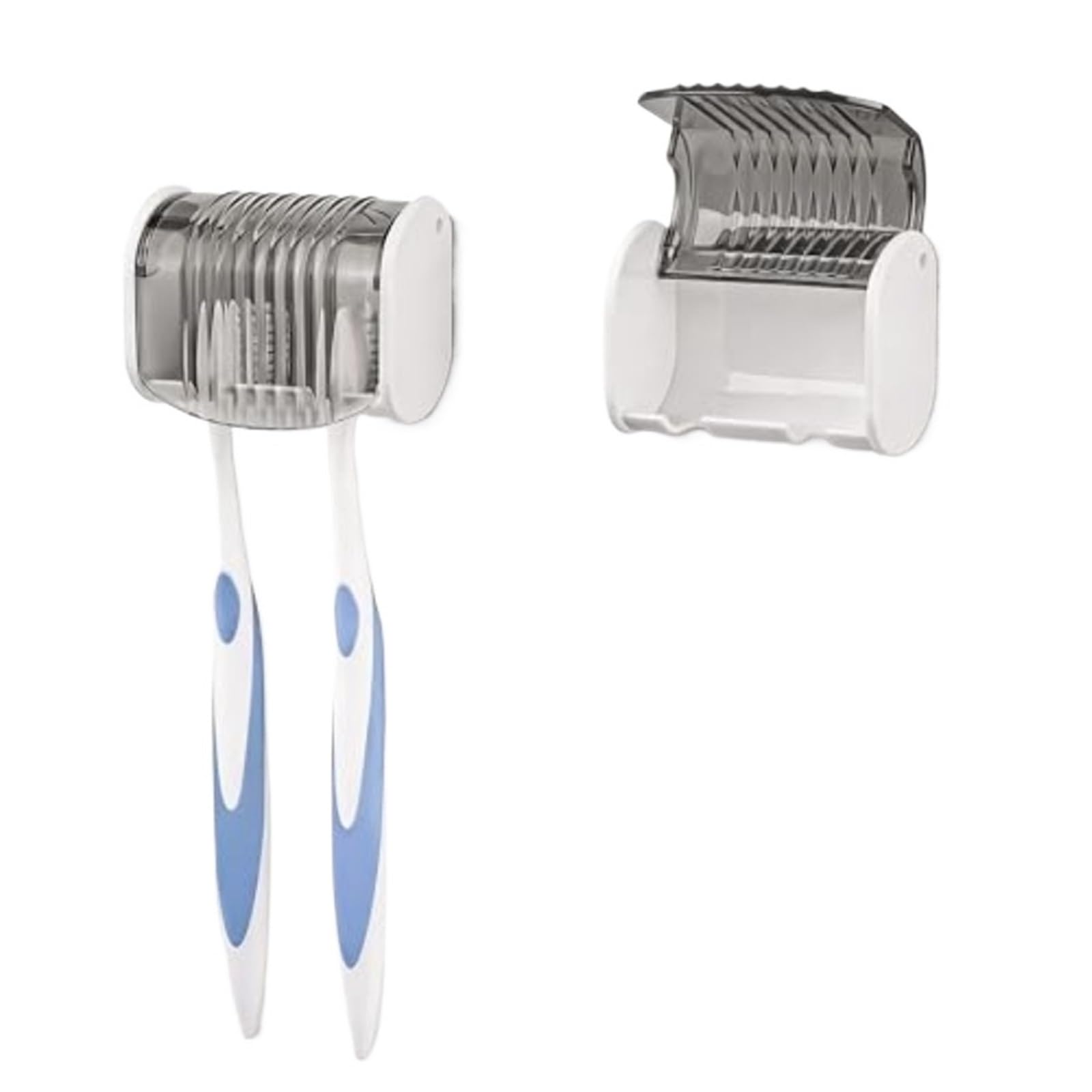 Porta Spazzolini Da Parete Portaspazzolino da parete 2 slot | Con coperchio organizer autoadesivo for doccia da bagno(2Pack)