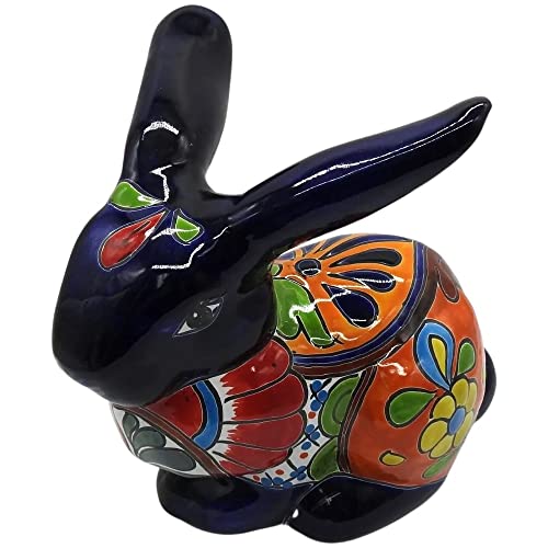 Talavera Pottery Store Rabbit Sitting Hand Painted Indoor Outdoor Multi Colored Figure Glazed #TOP1