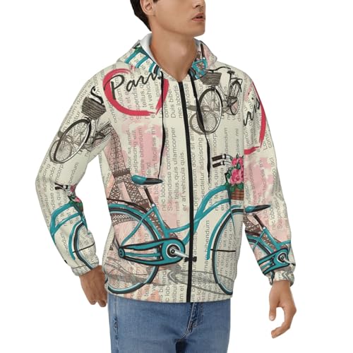 Sweat à capuche EdWal veste zippée homme chaude avec imprimé parisien Tour Eiffel moderne