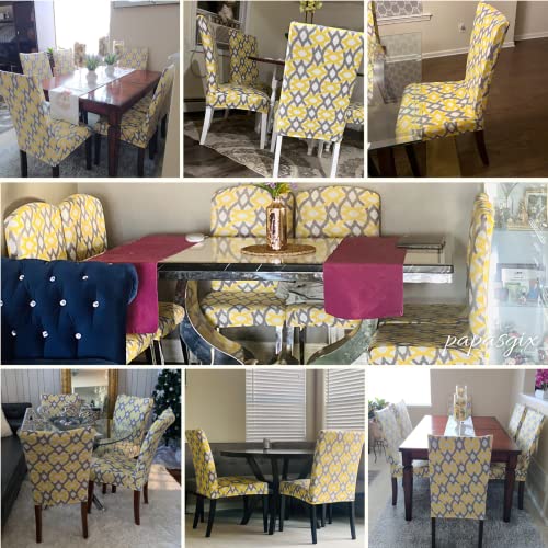 Papasgix Chair Covers For Dining Room 6 Pack, Stretch Dining Room Chair Covers, Spandex Kitchen Parsons Chair Slipcovers, Dining Chair Covers For Party Ceremony Hotel (Yellow) #TOP1