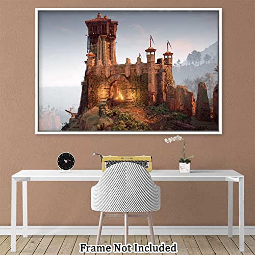 Canvas Wall Art Unframe Castle On The Hill Pictures Painting Canvas Paintings Palace On Mountain Wall Art For Living Room Bathrooms Home Modern Office Decor Canvas Art Wall Decor 12X18Inch #TOP4