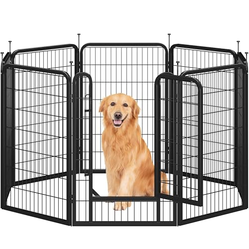 Yaheetech Welpenlaufstall Welpengitter 8-teilig 100cm, Einteilige Verriegelung, Verbindungsstangen mit rundem Kopf, Faltbare Freilaufgehege für Hunde Wohnung und Garten, Aufbau werkzeugfrei