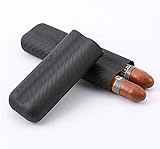 TYX HOME Boîte à cigares Portable Fibre de Carbone comprimé léger résistant à la Corrosion Conception de Grand diamètre adapté pour différentes Tailles de cigares Deux Packs de Noir