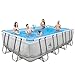 Produktbild Jilong Mistral Grey Swimming Pool Set 549x305x122 cm mit Becken Pumpe Leiter Abdeckplane Bodenplane, Stahlrohr Schwimmbecken Stahlrahmen Schwimmbad Familienpool inkl. Zubehör