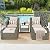 SOLAURA 5 Piece Patio Conversation Set Outdoor Furniture Set, Grey Wicker Lounge Chair with Ottoman Footrest, W/Coffee Table & Cushions (Beige) for Garden, Patio, Balcony, Deck