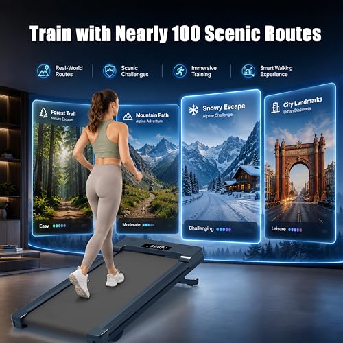 Image of PACEROCKER Walking Pad Treadmill for Home & Office, 9-Level 12% Auto Incline, 450 lbs Capacity, Built-in Bluetooth Speaker, Compact Under Desk Treadmill for Walking & Hiking