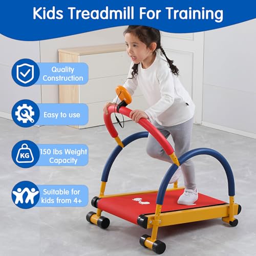 Image of Kids Treadmill for Ages 3+, Incline Adjustable Walking Pad with LED Display & Handles, Compact Self-Propelled Exercise Equipment for Boys & Girls, Fun Fitness Gear