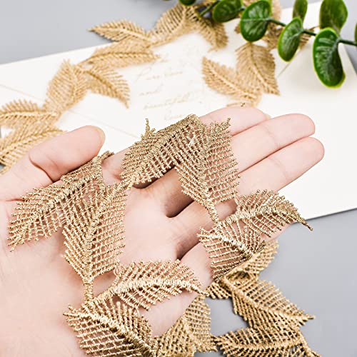URROMA Gold Leaf Lace Trim, 5 Yards, 1.57in Width, Gold, Wedding, Formal Occasion, color2 - Image 3