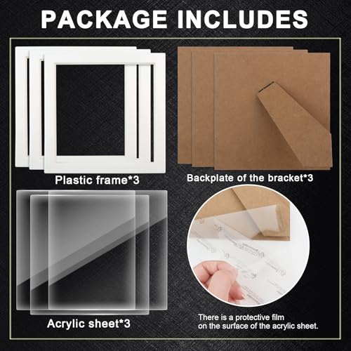 Image of 3 Pack 6x6 Display Frames for Diamond Painting, Square Tabletop Stand Picture Frames for Diamond Art Projects and Completed DIY Artwork