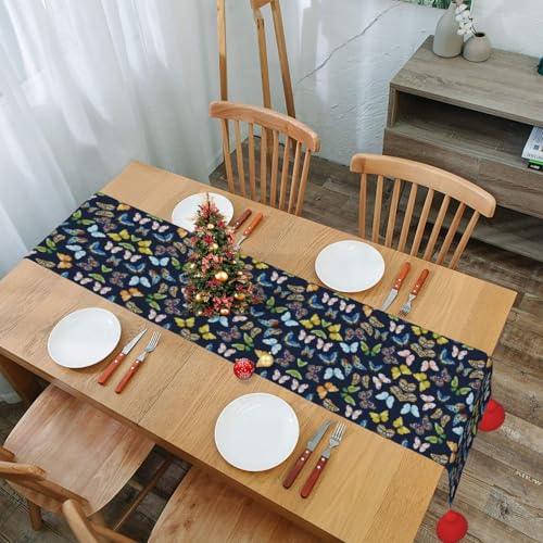 Chemin de table papillon imprimé pour table basse de salon et repas de ferme - 8