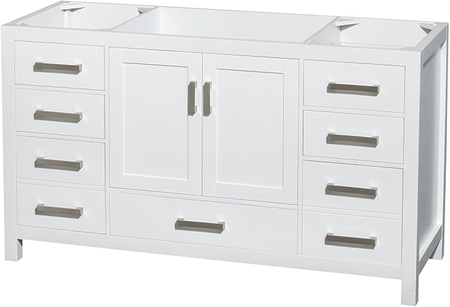 Wyndham Collection Sheffield 60 inch Single Bathroom Vanity in White, No Countertop, No Sink, and No Mirror