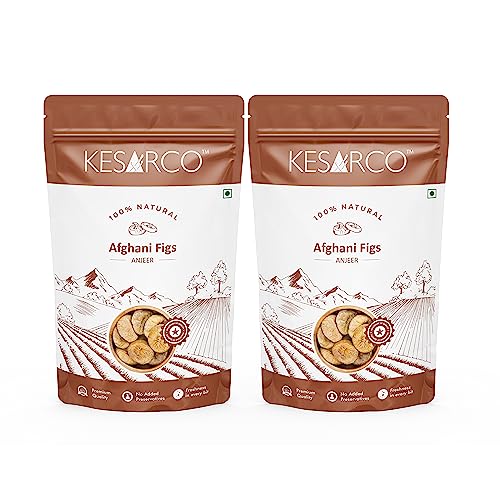 KESARCO Dried Afghani Figs, Anjeer, High In Fiber, Rich In Calcium, Phosphorus And Magnesiu(400 Gm)