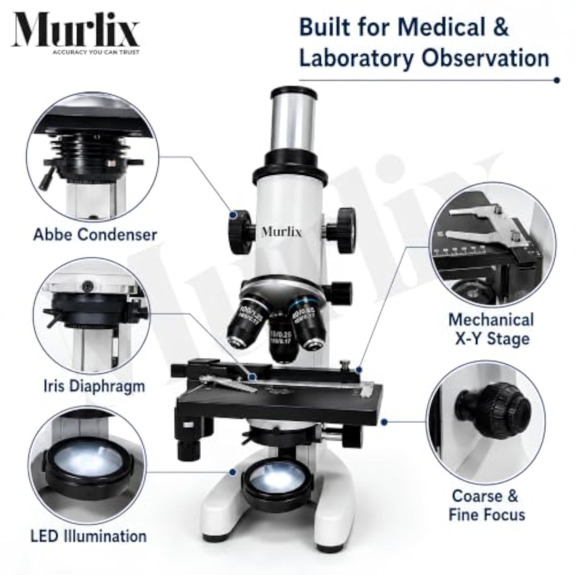 1500X Monocular Compound Microscope with LED Light