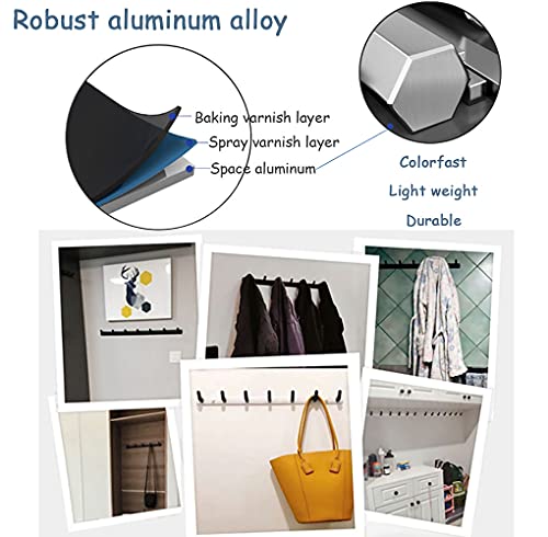 Spotcact Wall Mounted Coat Racks With 5 Hooks Hanging Holder Towel Rack 17.7"X1.3" Modern Black Hanging For Clothes Entryway Bathroom (5 Hooks) #TOP3