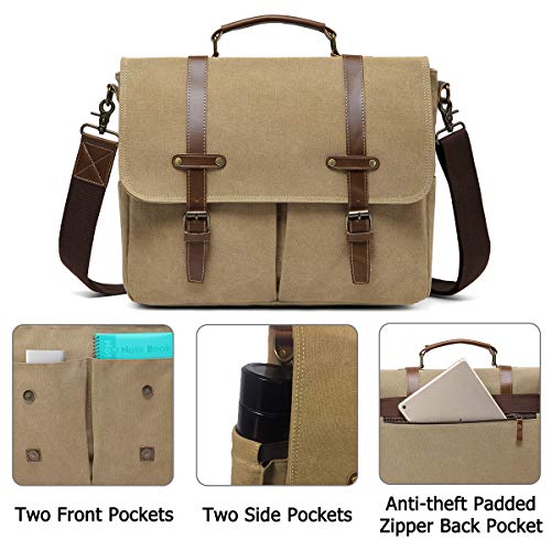 Bolso Mensajero para Hombre Kasqo, 15.6 Pulgadas, Lona Vintage miniatura 6