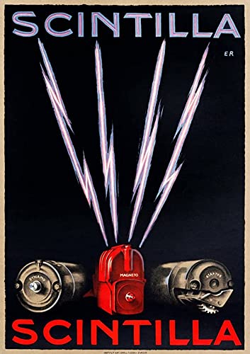 Affiche vintage 1926 Scintilla Magnetos, le cadeau idéal pour passionné