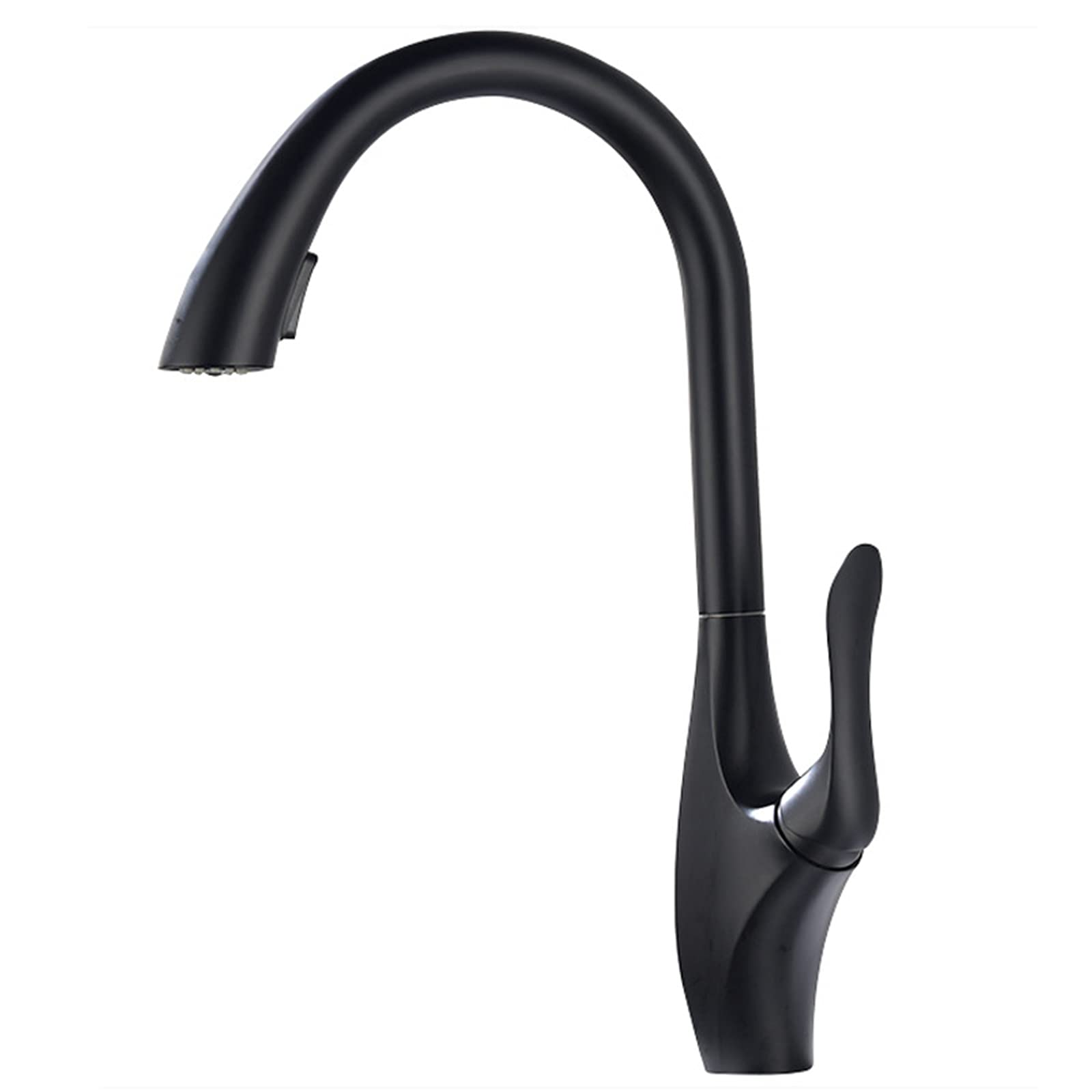 Robinet d'évier de cuisine en laiton massif noir avec pulvérisateur