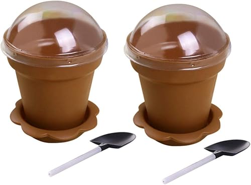 UPKOCH 20 tazas de postre para tartas con cucharas de pala, tazas reciclables para cupcakes, mini macetas de guardería, tazas de helado, tazas para