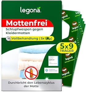 Legona Schlupfwespen gegen Kleidermotten, 9 Träger, 5 Lieferungen