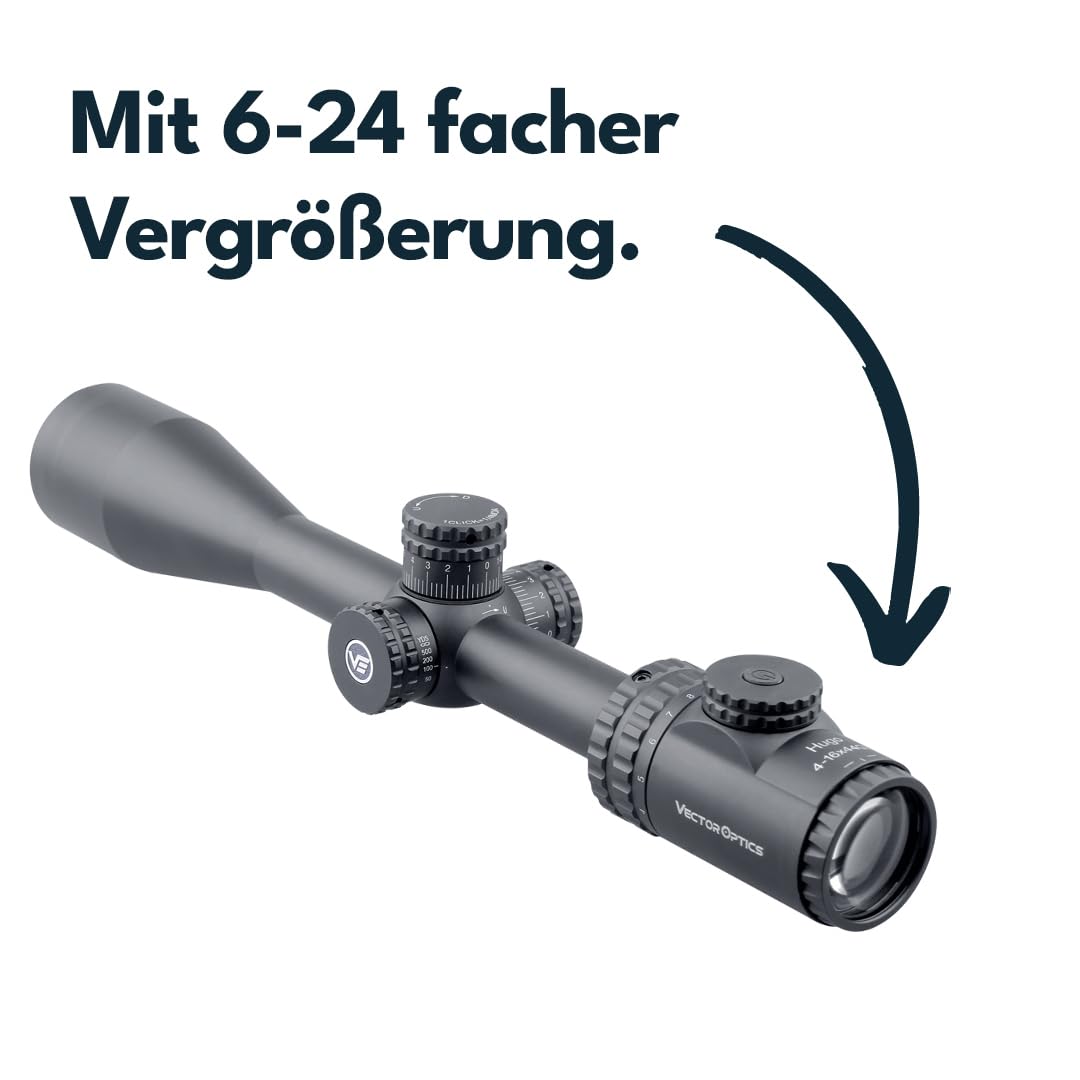 Vector Optics SCOL-32 Hugo 6-24x50 GT SFP Mirino telescopico per sport, airsoft e caccia, fucile ad aria compressa, mirino per bersaglio, cannocchiale per fucile, Rifle Scope, numerosi accessori