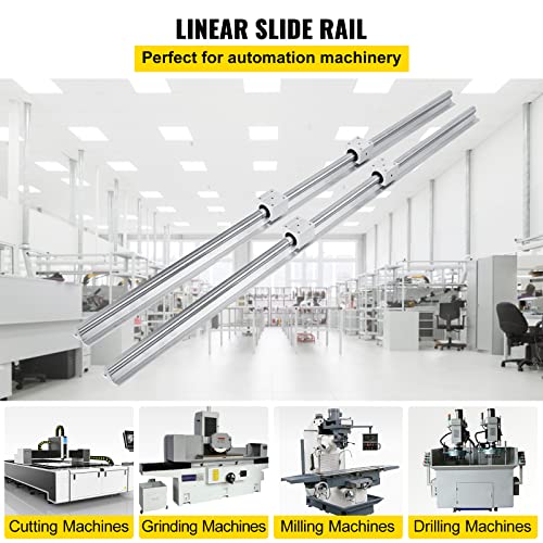 Happybuy 2PCS Linear Rail SBR20-1200mm, Linear Bearings and Rails with 4PCS SBR20UU Bearing Block, Linear Motion Slide Rails for DIY CNC Routers Lathes Mills, Linear Slide Kit fit X Y Z Axis by Happybuy - Image 2