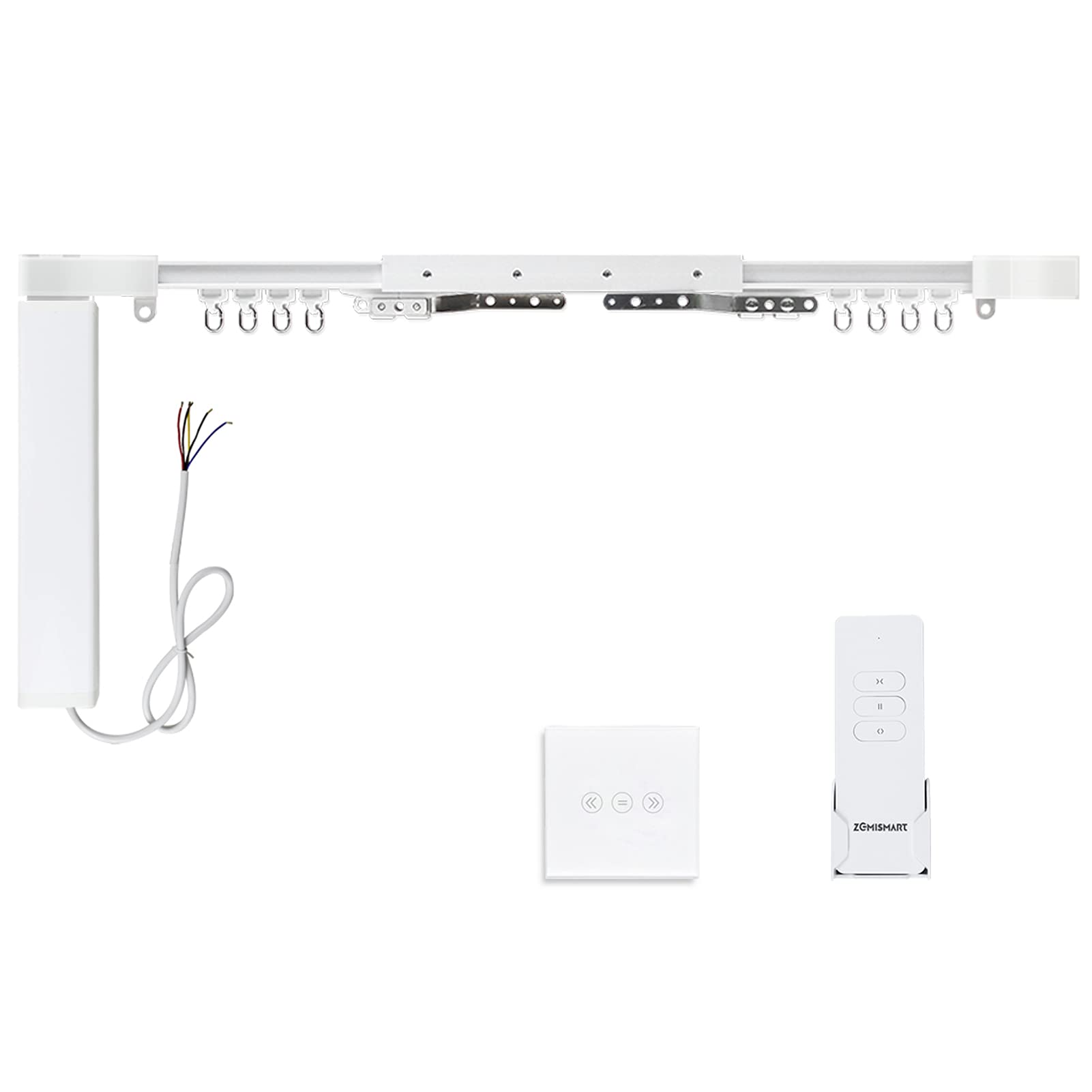 zemismart Automatic Electric Curtain System Motorized Slide Shade Motor with Wifi Blinds Switch Support Voice Control by Echo/Nest Voice Home Siri Customized App Control(6M+Curtain Switch)