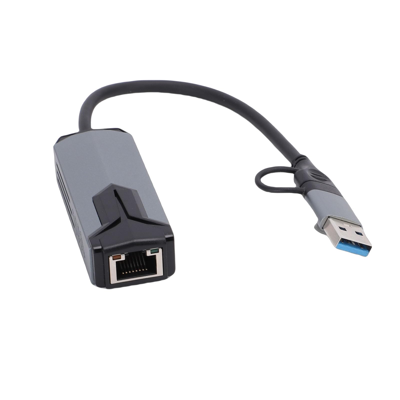 Adapter Ethernet 5G Usb3.0, 5000 Mb/s 2 w 1 USB A Typu C na RJ45 Obudowa ze Stopu Aluminium Rozpraszanie Ciepła Kompatybilny z Adapterem USB na Ethernet 10–2500 Mb/s do