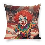 ERSTSNCK Clown Circus Show Pillow Covers 18'x18' Linen Throw Pillow Covers - Double Sided Decorative Square Cushion Cases for Sofa, Bed, Chair (No Insert Included)
