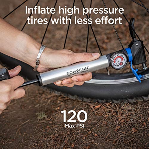 Schwinn Air Sport Pro or Plus Frame Pump, Black, Pressure Gauge, For Mountain, Cruiser and Electric Bikes, with Frame Mount Attachment, Dual Head for Schrader and Presta Valves, Manual Air Pump by Schwinn - Used condition - Image 3