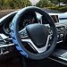 Car Steering Wheel Cover with Durable PU Leather, Universal 15 inch Fit for Car Truck SUV, Breathable Anti Slip Auto Steering Wheel Covers for Men and Women, Blue