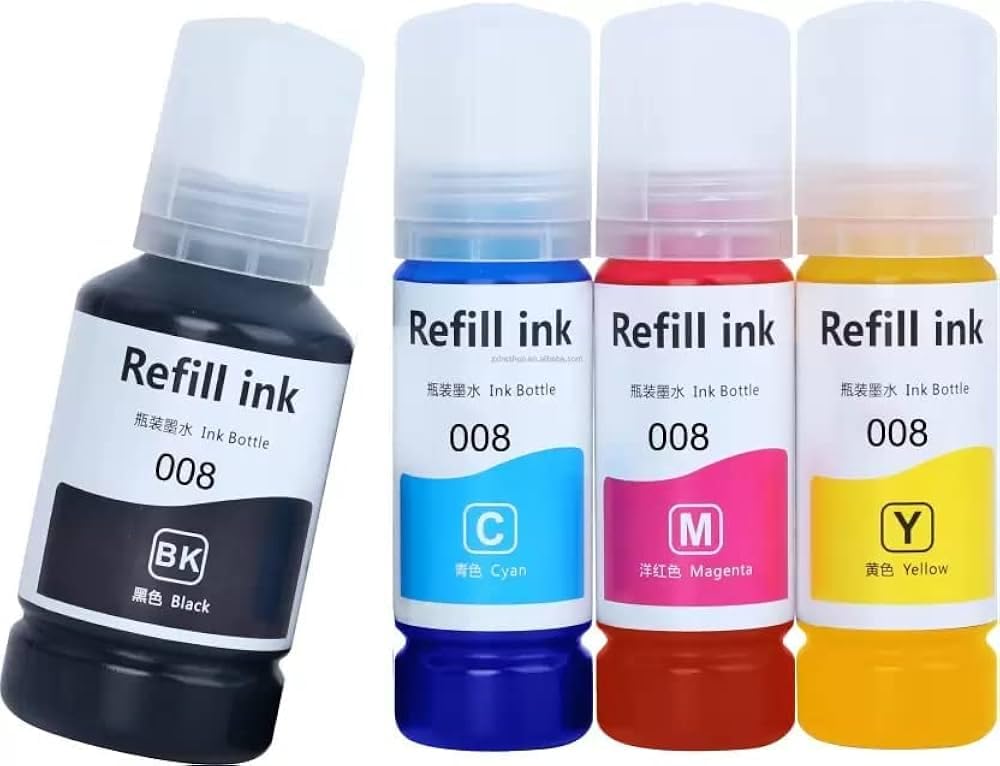 008 Compatible Ink for Epson Printer L15150, L15180, L6460, L6490, L6570, L6580, M15140, and M15180 (008 Ink Set 4 Color, Multi-Color Pack)-image-1
