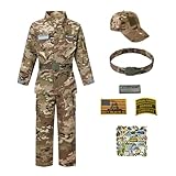 Kosgraiy Kid Army Costume,Kid Deluxe Soldier Costume,Military Outfit Boy and Girl,Army Camouflage Uniform for Children,CP Camo,S/4-6Years