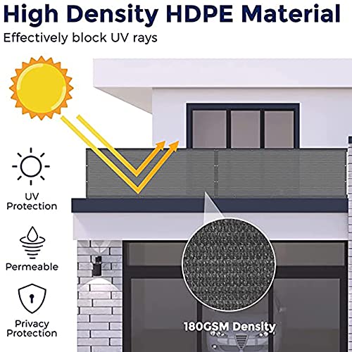Malla ocultación terraza y balcón gris de 55x550 cm con protección UV 4